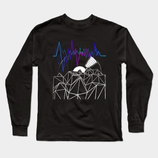 Geometric Vinyl Music Record Sound Wave Graphic Long Sleeve T-Shirt